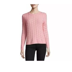 LORD & TAYLOR 100% Cashmere Cable Knit Pink Pullover 2-Ply Sz M